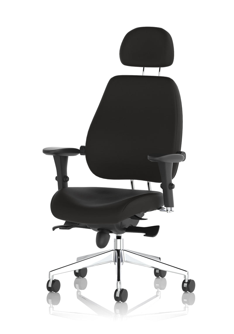 Chiro Plus Ultimate High Back Ergonomic Posture Chair – Black Fabric, three-quarter view