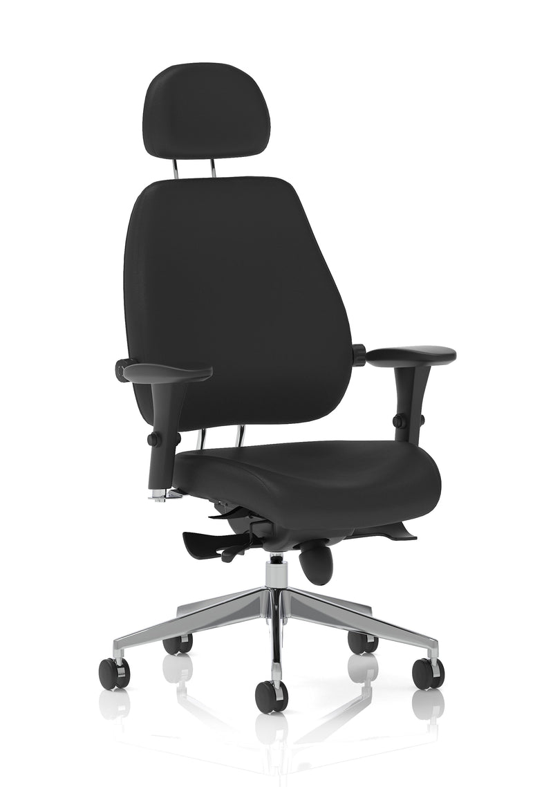 Chiro Plus Ultimate High Back Ergonomic Posture Chair – Black Leather, front view