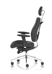 Chiro Plus Ultimate High Back Ergonomic Posture Chair – Black Leather, back view