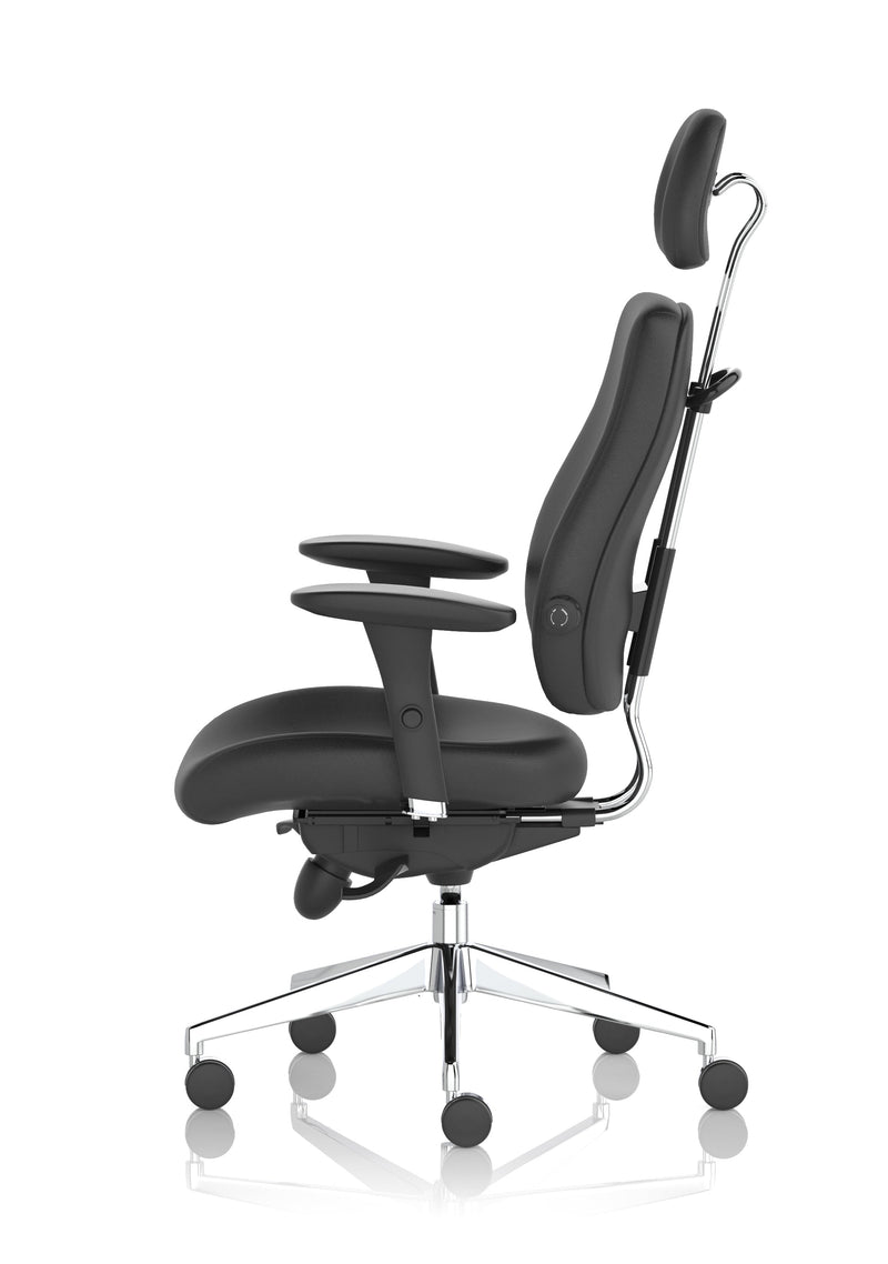 Chiro Plus Ultimate High Back Ergonomic Posture Chair – Black Leather, back view