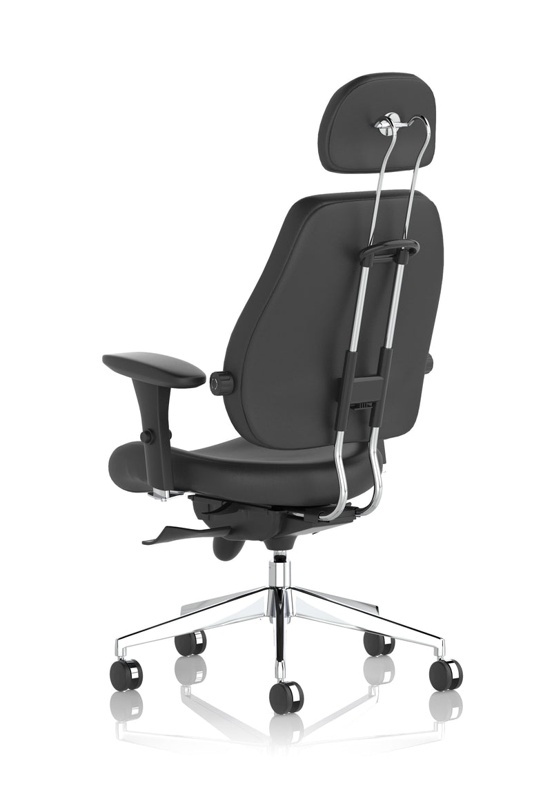 Chiro Plus Ultimate High Back Ergonomic Posture Chair – Black Leather, headrest detail