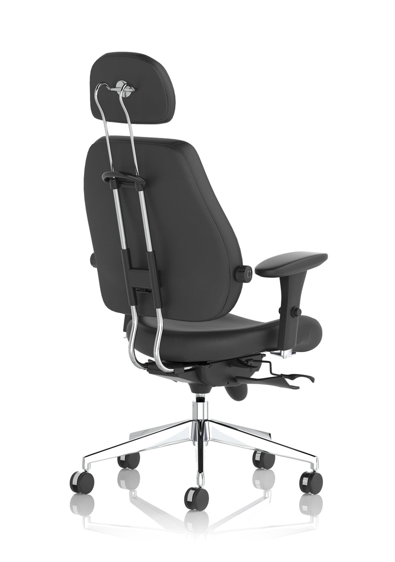 Chiro Plus Ultimate High Back Ergonomic Posture Chair – Black Leather, arm detail