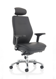 Domino High Back Ergonomic Posture Chair – Black Leather, front view