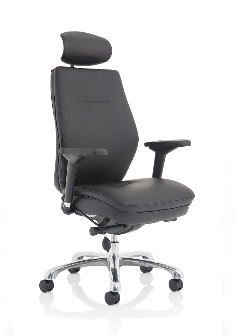 Domino High Back Ergonomic Posture Chair – Black Leather, front view