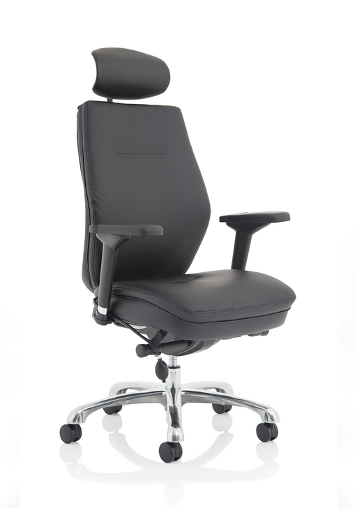 Domino High Back Ergonomic Posture Chair – Black Leather, front view