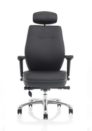 Domino High Back Ergonomic Posture Chair – Black Leather, side view