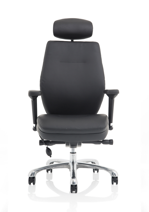 Domino High Back Ergonomic Posture Chair – Black Leather, side view