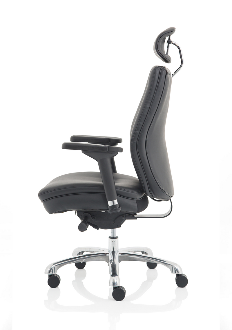 Domino High Back Ergonomic Posture Chair – Black Leather, back view