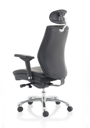 Domino High Back Ergonomic Posture Chair – Black Leather, headrest detail