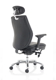 Domino High Back Ergonomic Posture Chair – Black Leather, arm detail