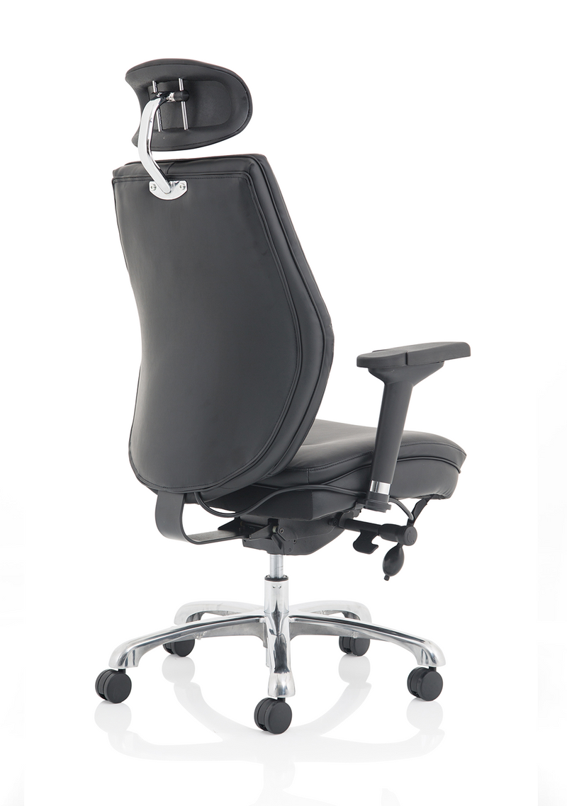Domino High Back Ergonomic Posture Chair – Black Leather, arm detail