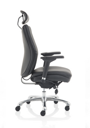 Domino High Back Ergonomic Posture Chair – Black Leather, base detail