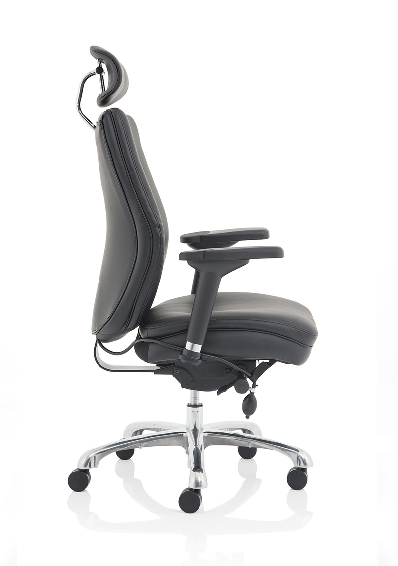 Domino High Back Ergonomic Posture Chair – Black Leather, base detail
