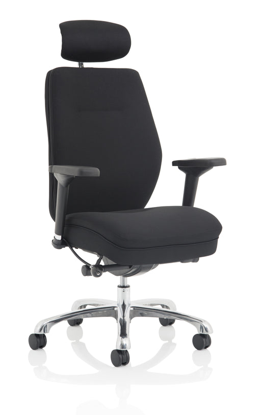 Domino High Back Black Ergonomic Posture Chair with Arms and Headrest