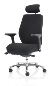 Domino High Back Black Ergonomic Posture Chair with Arms and Headrest
