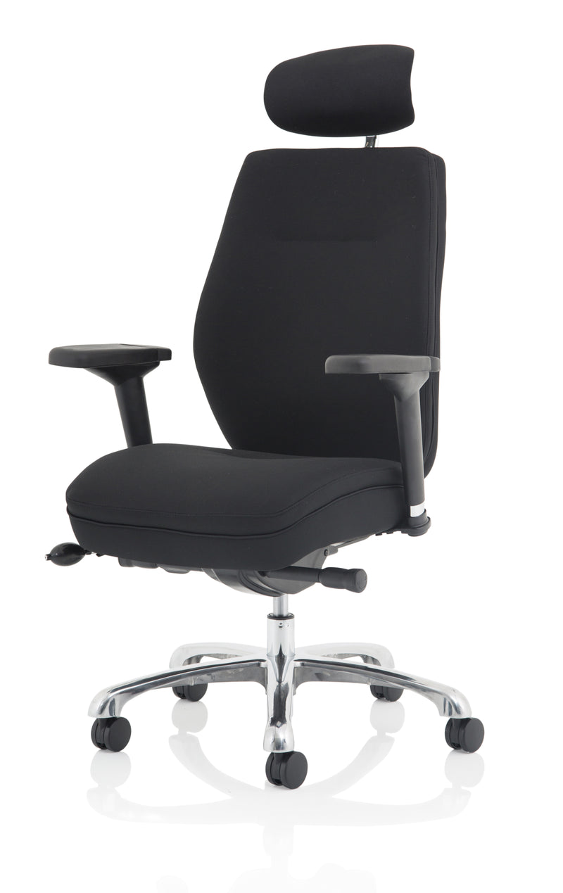Domino High Back Black Ergonomic Posture Chair with Arms and Headrest
