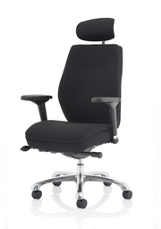 Domino High Back Ergonomic Posture Chair – Black Fabric, three-quarter view