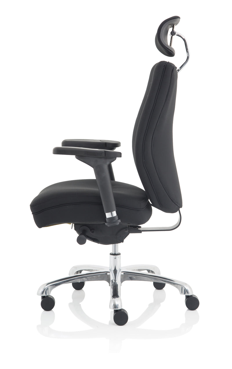 Domino High Back Black Ergonomic Posture Chair with Arms and Headrest