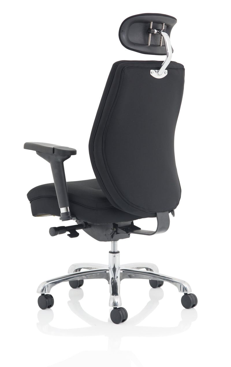 Domino High Back Black Ergonomic Posture Chair with Arms and Headrest