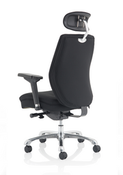 Domino High Back Ergonomic Posture Chair – Black Fabric, headrest detail