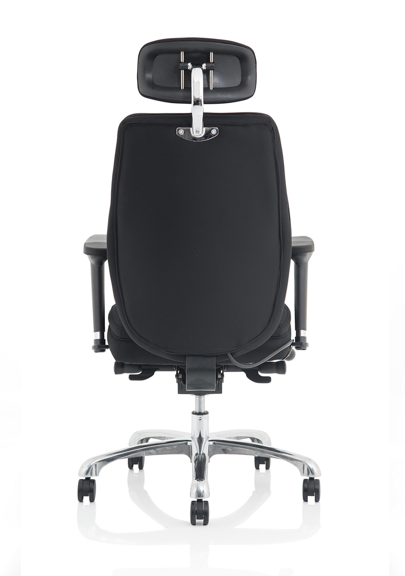 Domino High Back Ergonomic Posture Chair – Black Fabric, lumbar detail