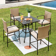 Patio Rattan Bar Stools Set of 4 with Soft Cushions High Backrest - image 3