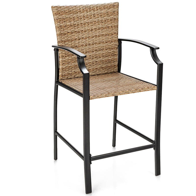 Patio Rattan Bar Stools Set of 4 with Soft Cushions High Backrest - image 4