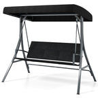 3-Person Porch Swing with Stand Adjustable Canopy Swing with Rattan Seat
