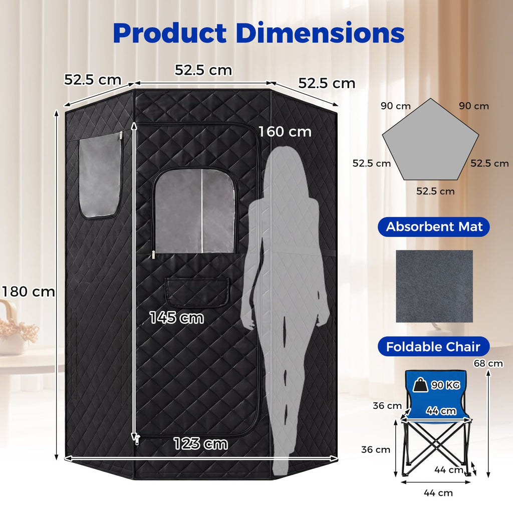 Portable Far Infrared Sauna Box with Heated Foot Pad and Remote Control