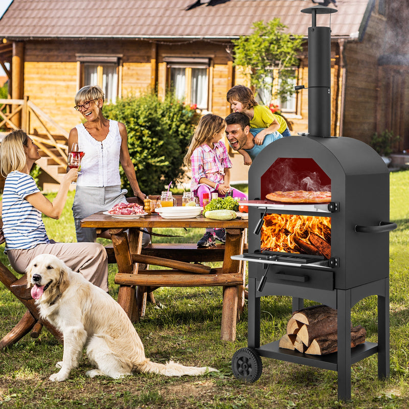 Portable Pizza Oven with Built-in Thermometer and Ash Collection Drawer - view 2