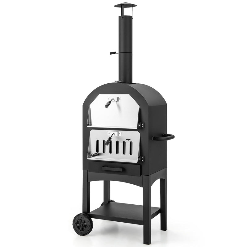 Portable Pizza Oven with Built-in Thermometer and Ash Collection Drawer - view 3