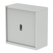 Qube Side Tambour Cupboard With Shelves - 1000mm - Light Grey - Homesplex
