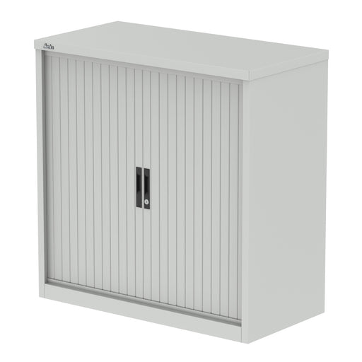 Qube Side Tambour Cupboard With Shelves - 1000mm - Light Grey - Homesplex