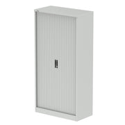 Qube Side Tambour Cupboard With Shelves - 2000mm - Light Grey - Homesplex