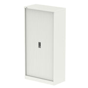 Qube Side Tambour Cupboard With Shelves - 2000mm - White - Homesplex