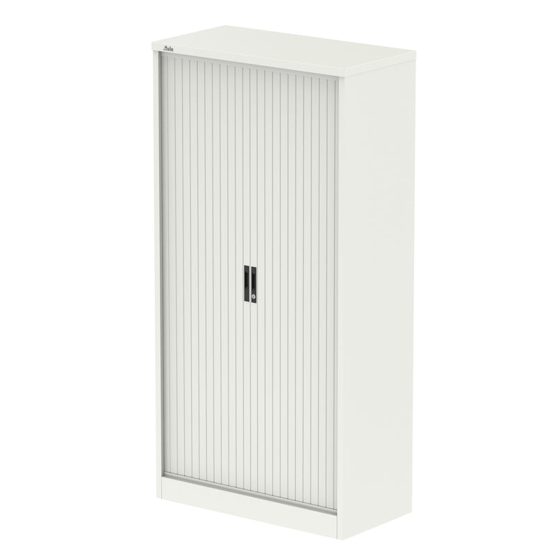 Qube Side Tambour Cupboard With Shelves - 2000mm - White - Homesplex
