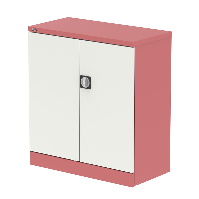Qube Stationery 2-Door Cupboard With Shelves - 1020mm - Antique Pink And Satin White - Homesplex
