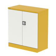 Qube Stationery 2-Door Cupboard With Shelves - 1020mm - Lemon Yellow And Satin White - Homesplex
