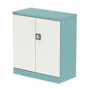 Qube Stationery 2-Door Cupboard With Shelves - 1020mm - Pastel Turquoise And Satin White - Homesplex