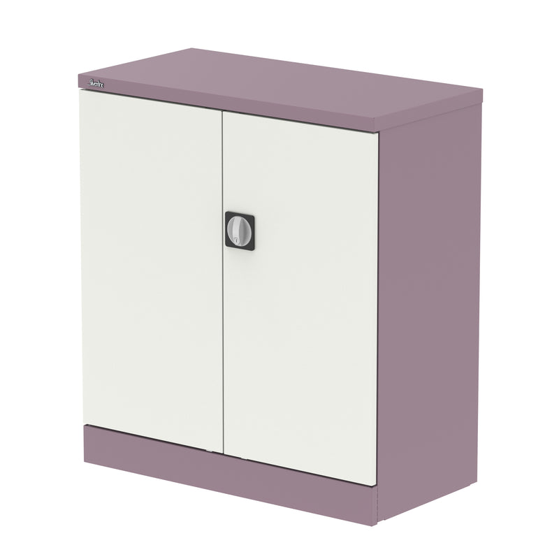 Qube Stationery 2-Door Cupboard With Shelves - 1020mm - Pastel Violet And Satin White - Homesplex
