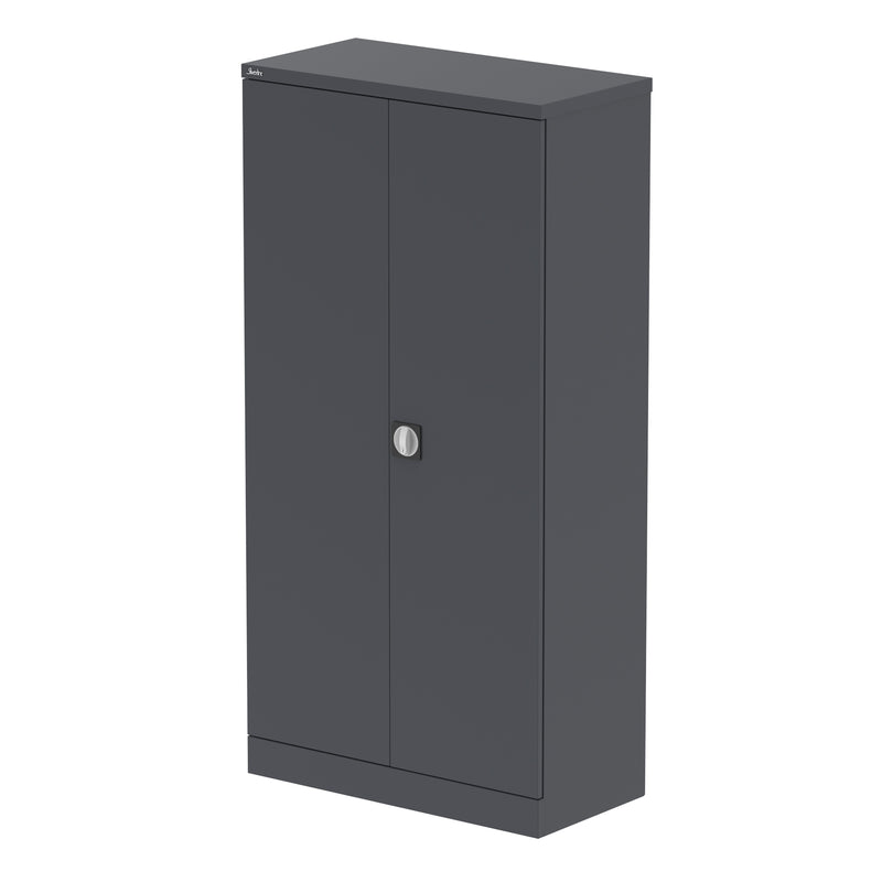 Qube Stationery 2-Door Cupboard With Shelves - 1830mm - Graphite Grey - Homesplex