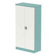 Qube Stationery 2-Door Cupboard With Shelves - 1830mm - Pastel Turquoise And Satin White - Homesplex