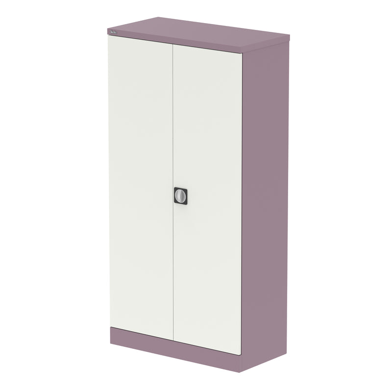Qube Stationery 2-Door Cupboard With Shelves - 1830mm - Pastel Violet And Satin White - Homesplex