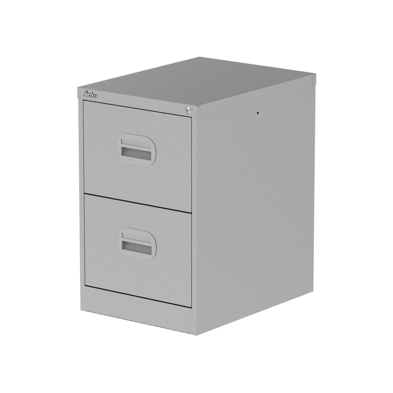 Qube Filing Cabinet - 2 Drawer - Silver