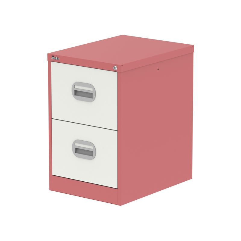 Qube Filing Cabinet - 2 Drawer - Antique Pink And Satin White