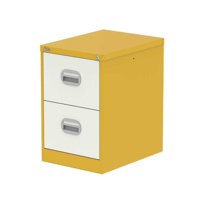 Qube Filing Cabinet - 2 Drawer - Lemon Yellow And Satin White