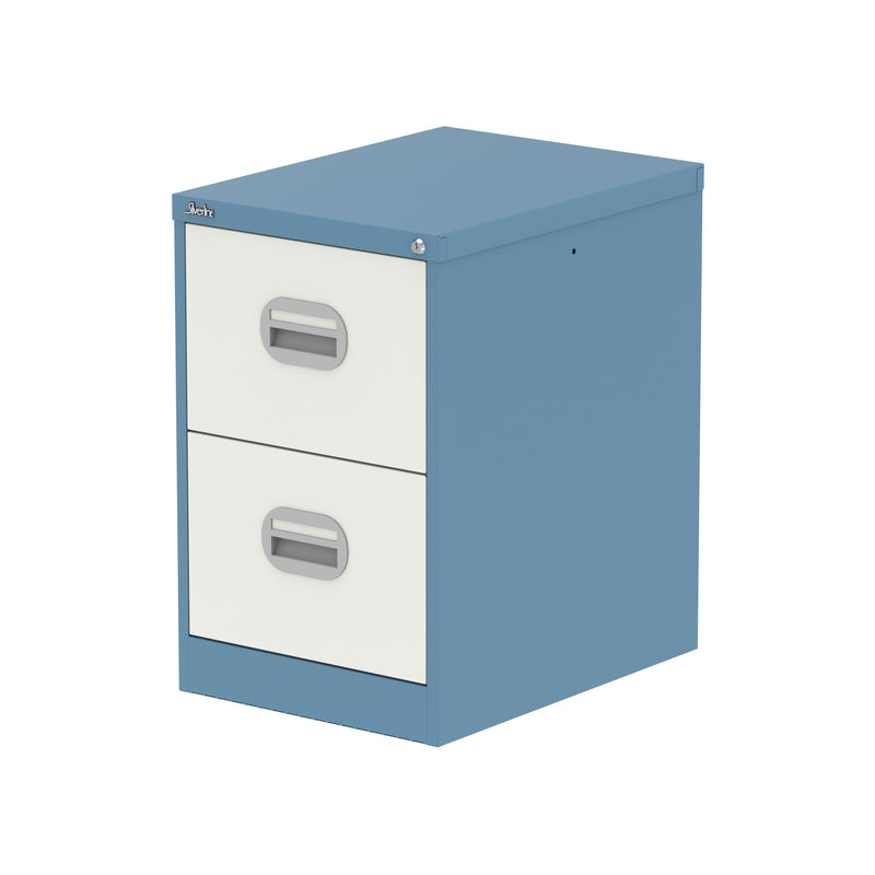 Qube Filing Cabinet - 2 Drawer - Pastel Blue And Satin White