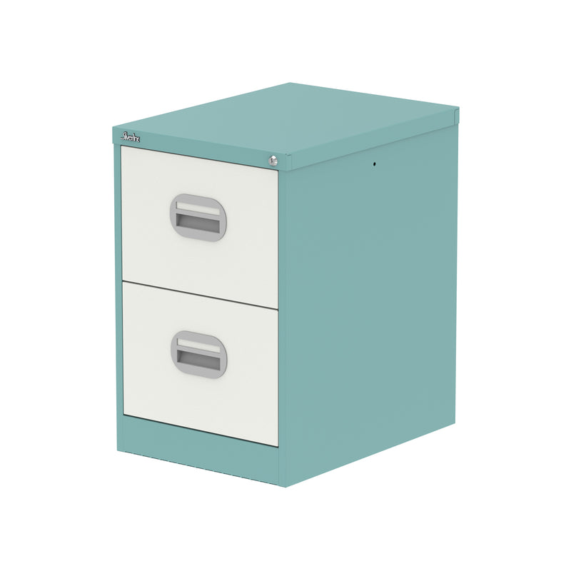 Qube Filing Cabinet - 2 Drawer - Pastel Turquoise And Satin White