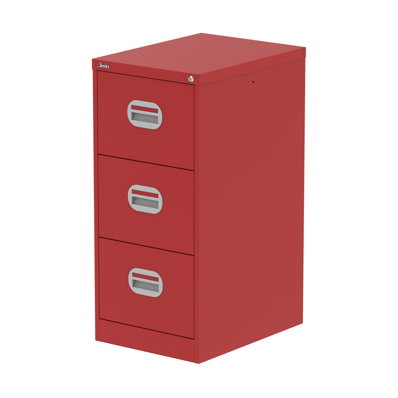 Qube Filing Cabinet - 3 Drawer - Red
