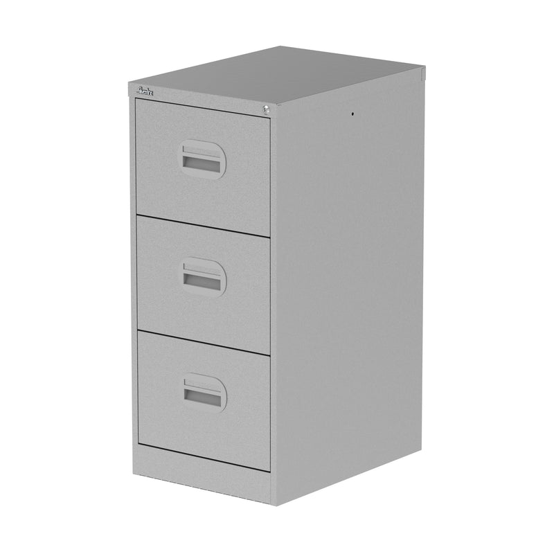 Qube Filing Cabinet - 3 Drawer - Silver